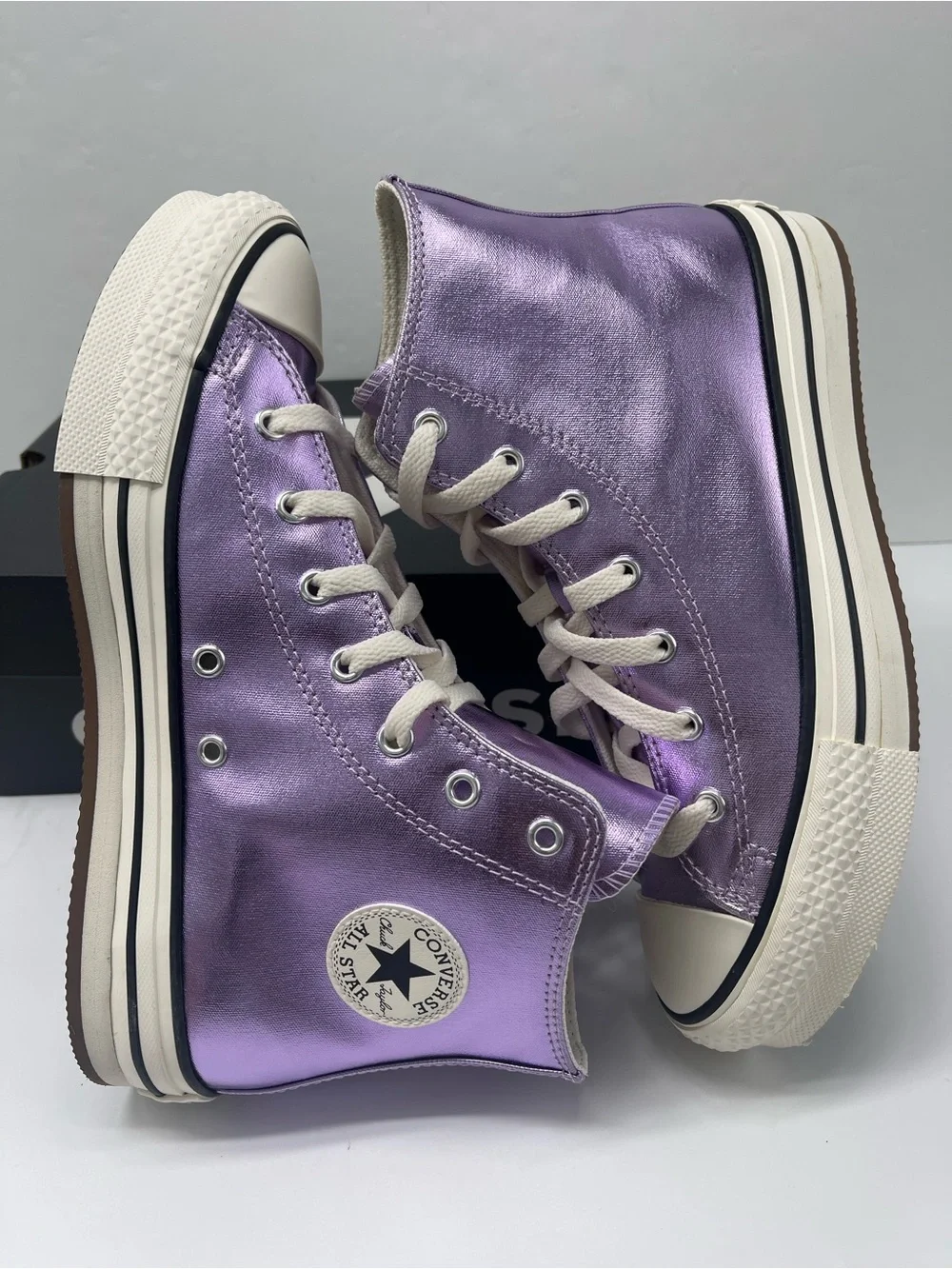Converse CTAS EVA LIFT HI PURPLE/EGRET/BLACK A13449C Platform Sneakers